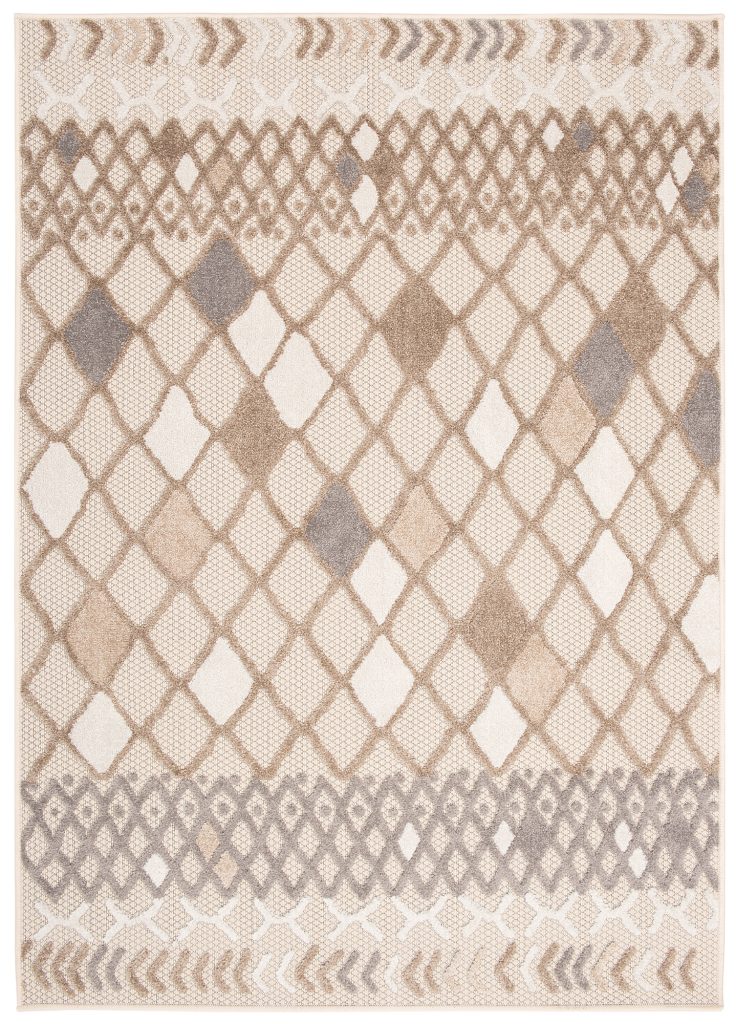 Teppich Outdoor Patio Grau Creme Ethno