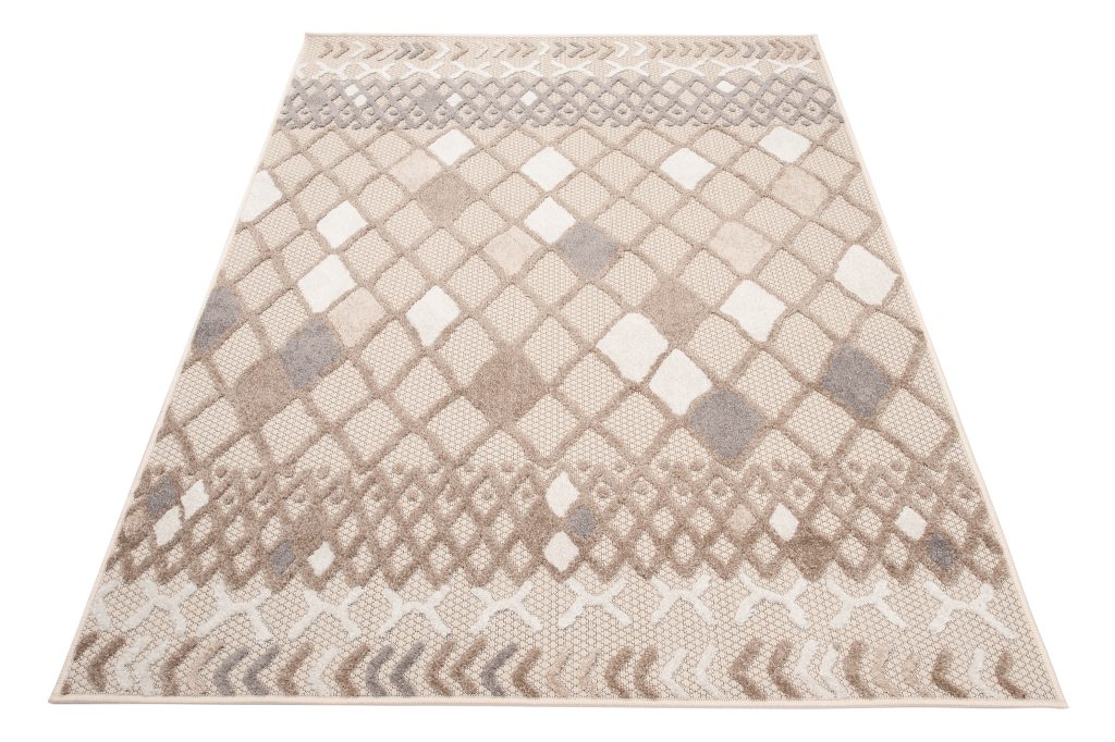 Teppich Outdoor Patio Grau Creme Ethno