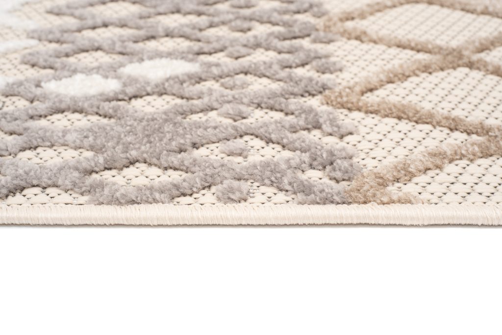 Teppich Outdoor Patio Grau Creme Ethno