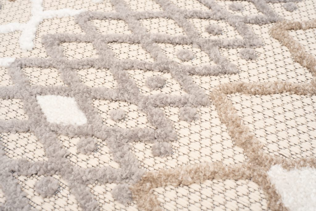 Teppich Outdoor Patio Grau Creme Ethno