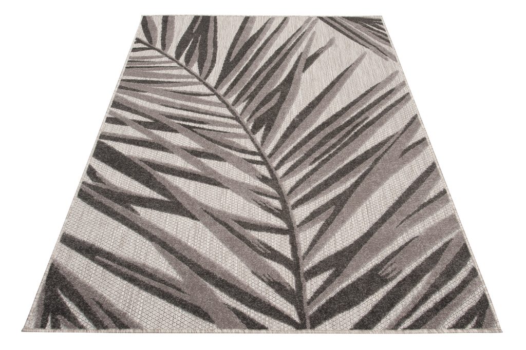 Teppich Outdoor Patio Grau Beige Blätter
