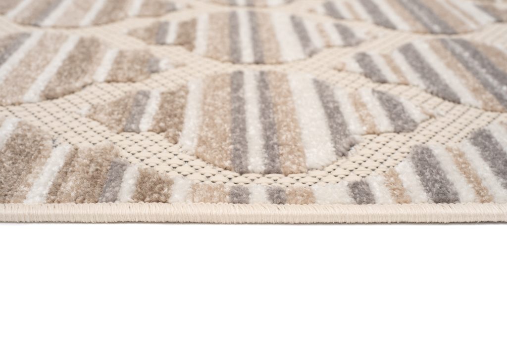 Teppich Outdoor Patio Creme Grau Gitter