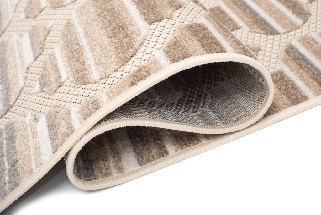 Teppich Outdoor Patio Creme Grau Gitter