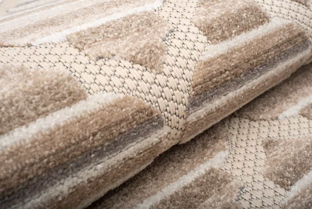 Teppich Outdoor Patio Creme Grau Gitter