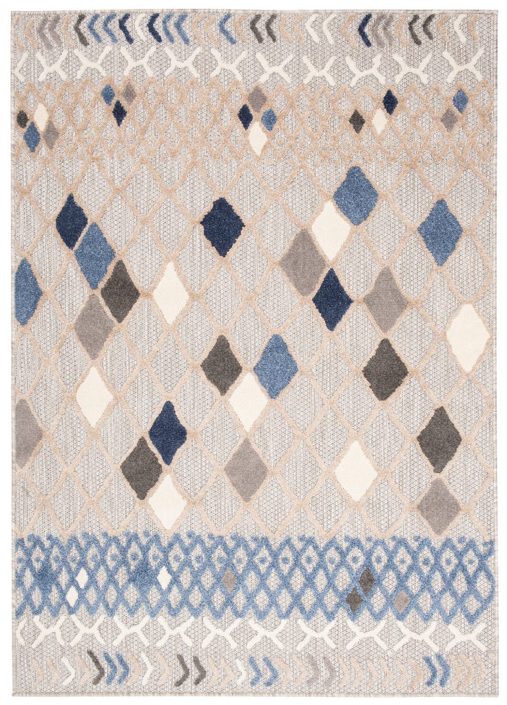Teppich Outdoor Patio Grau Blau Ethno