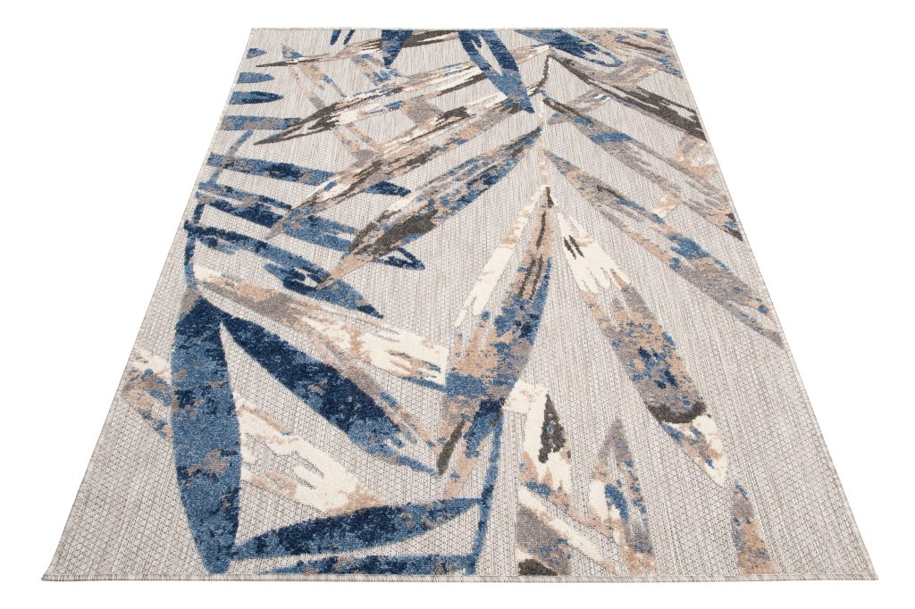 Teppich Outdoor Patio Grau Blau Blätter