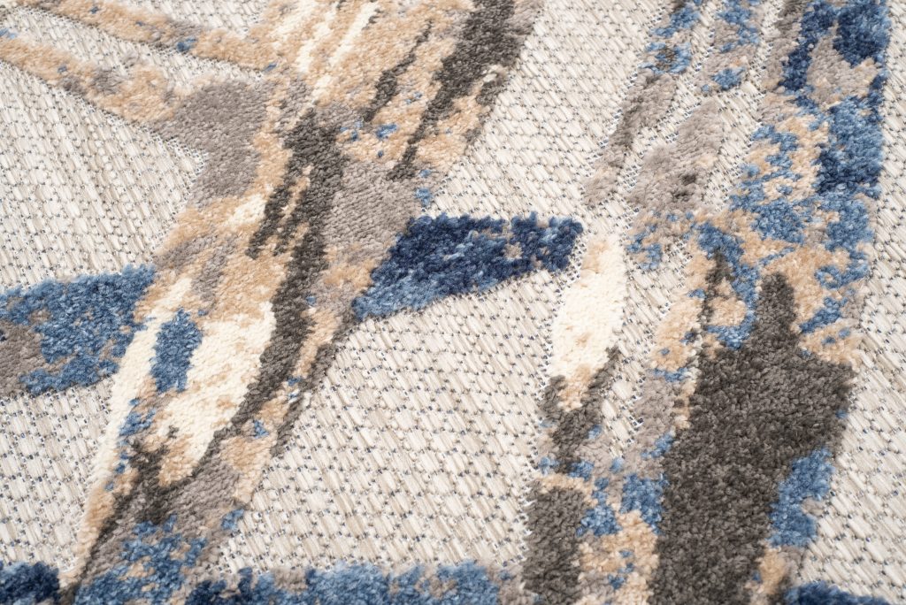Teppich Outdoor Patio Grau Blau Blätter