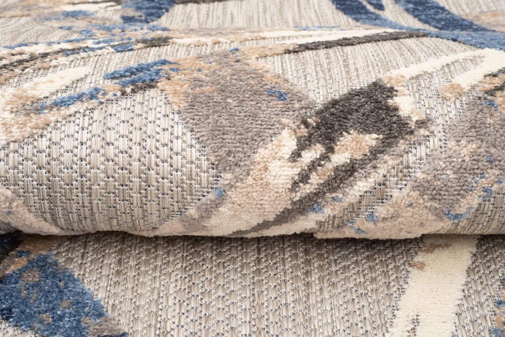 Teppich Outdoor Patio Grau Blau Blätter