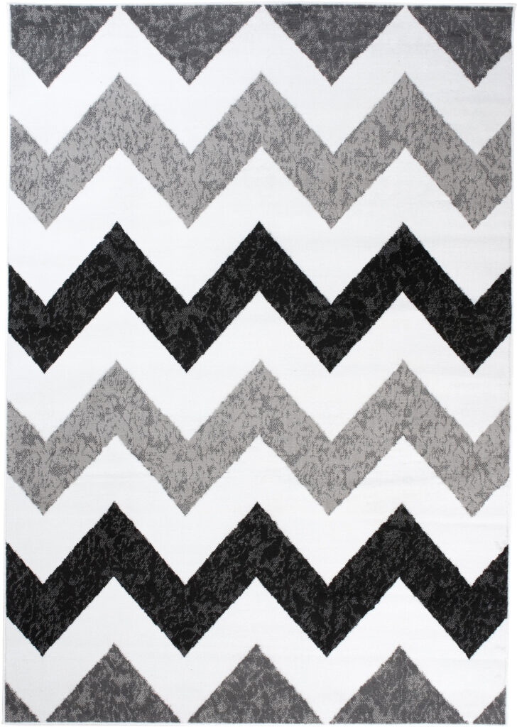 Teppich Maya Grau Schwarz Geometrisch Zigzags