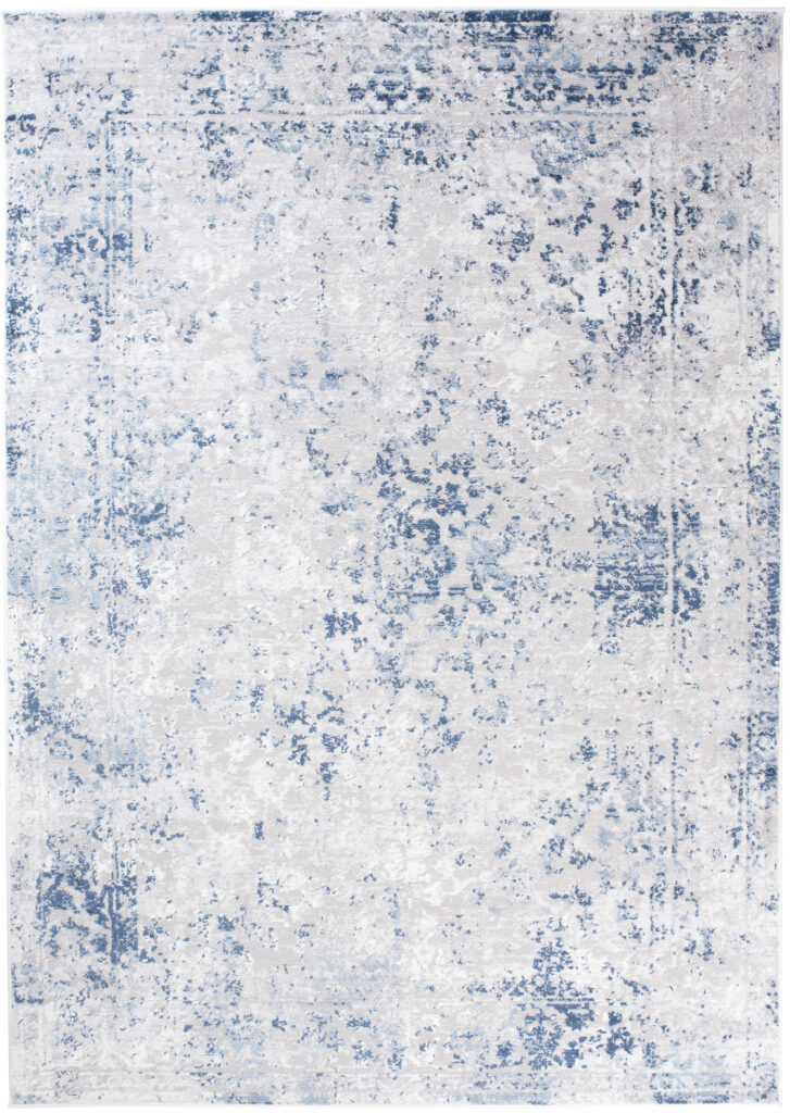 Teppich Sky Blau Grau Rahmen Ornament