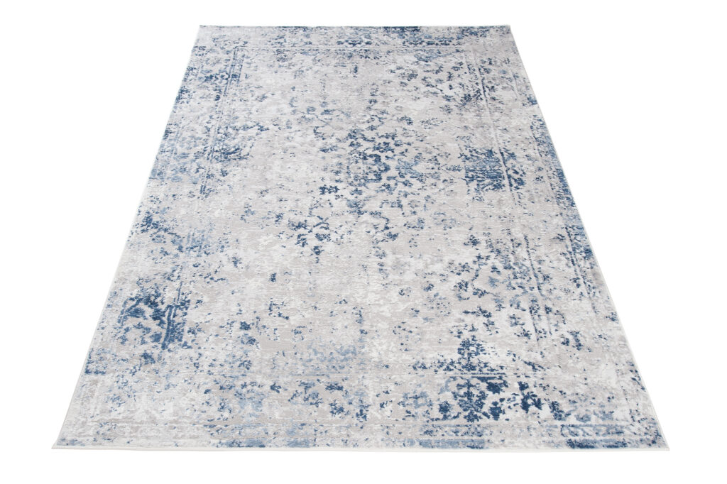 Teppich Sky Blau Grau Rahmen Ornament
