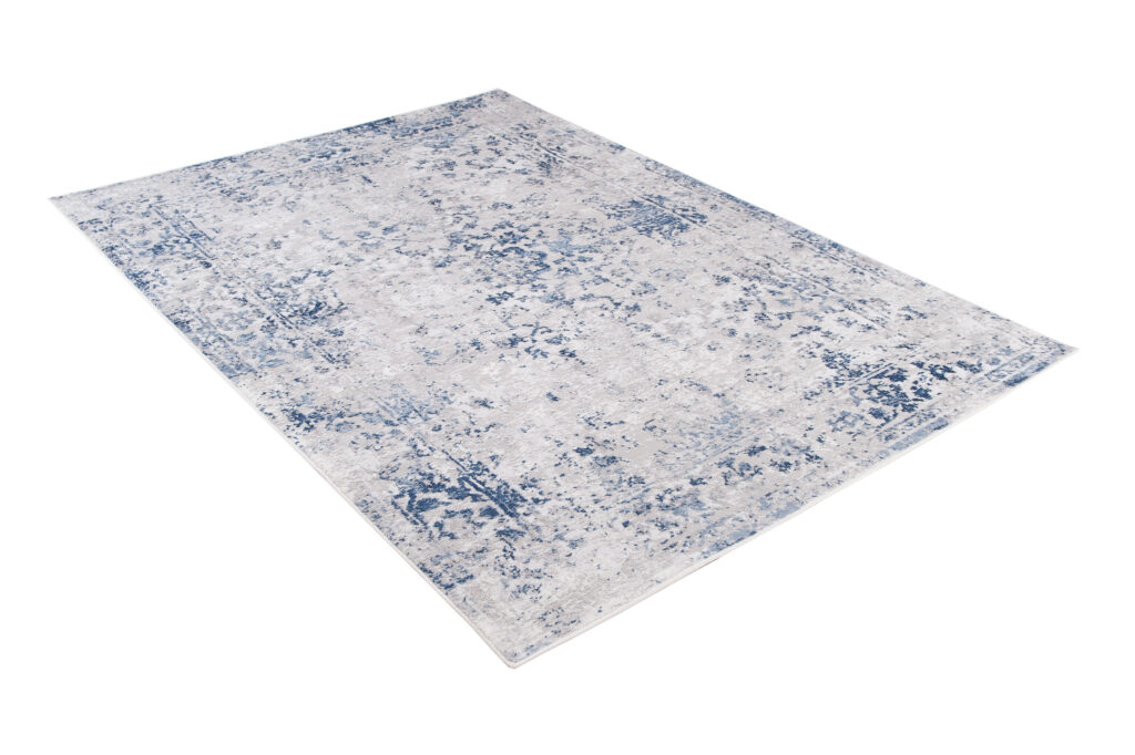 Teppich Sky Blau Grau Rahmen Ornament