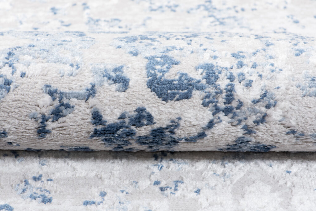 Teppich Sky Blau Grau Rahmen Ornament