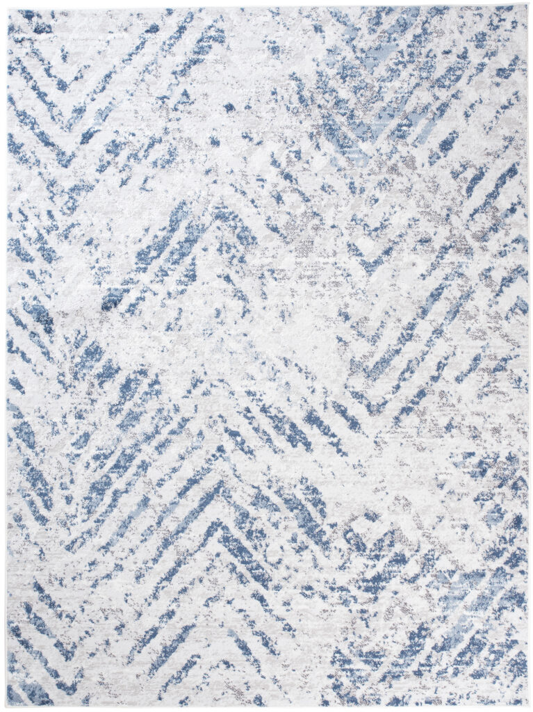 Teppich Sky Blau Creme Modern Zickzack