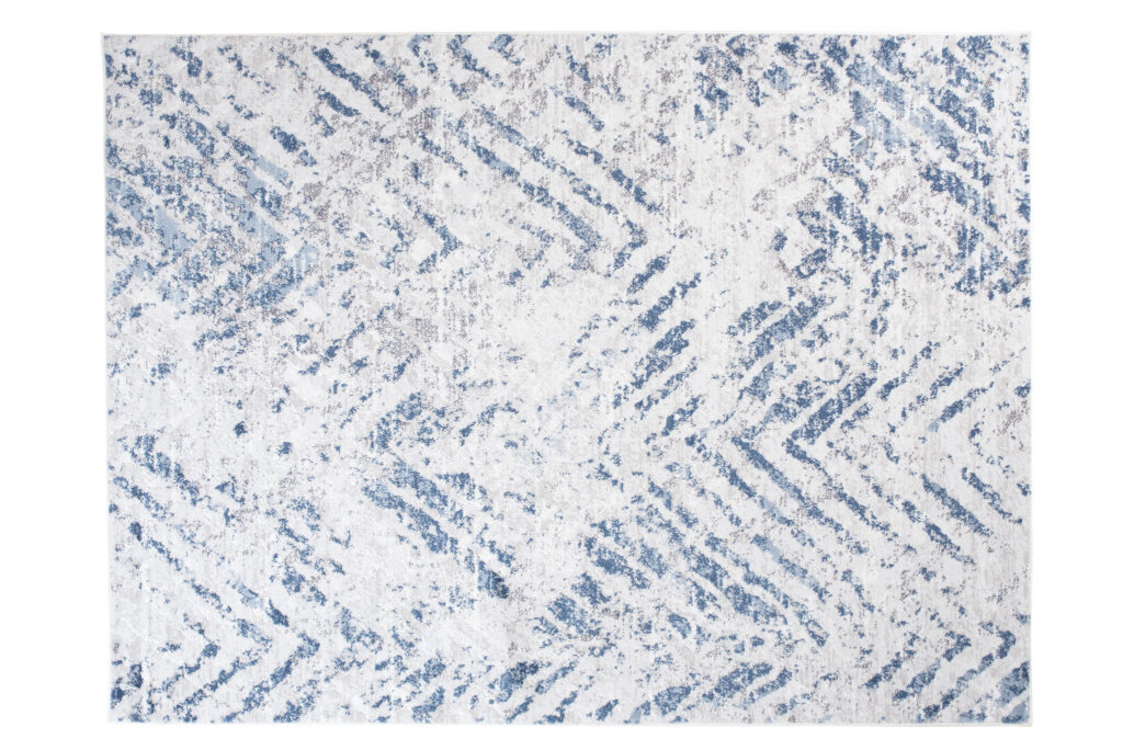 Teppich Sky Blau Creme Modern Zickzack