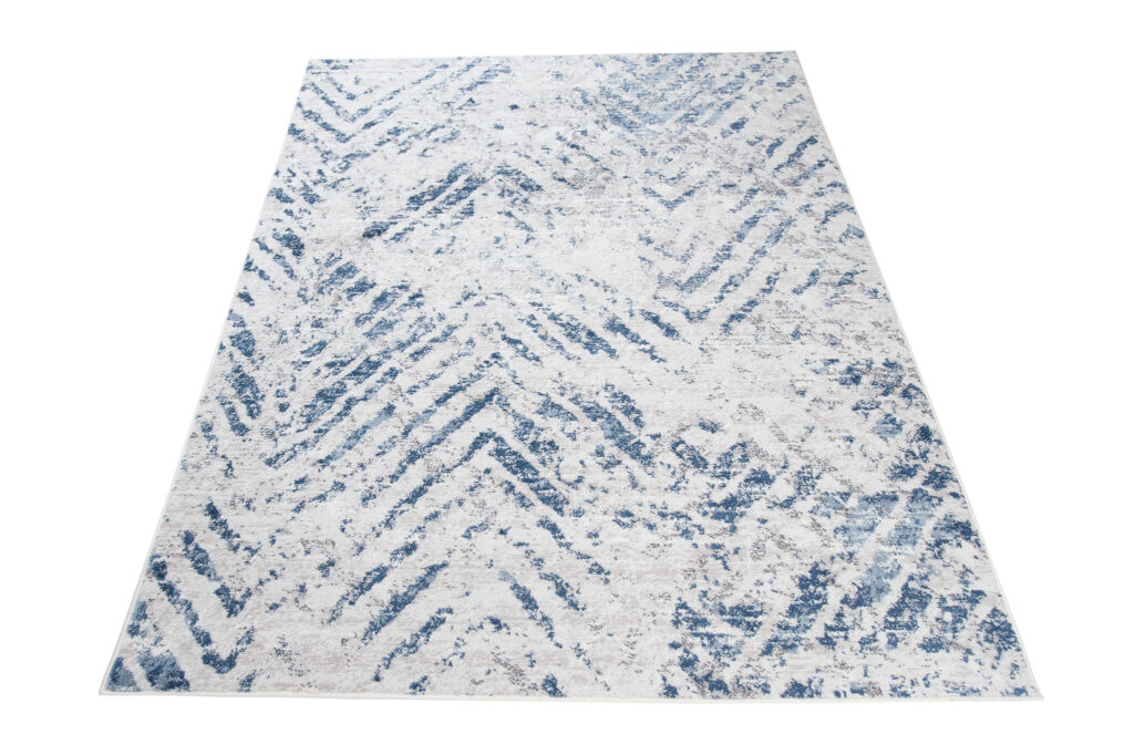 Teppich Sky Blau Creme Modern Zickzack