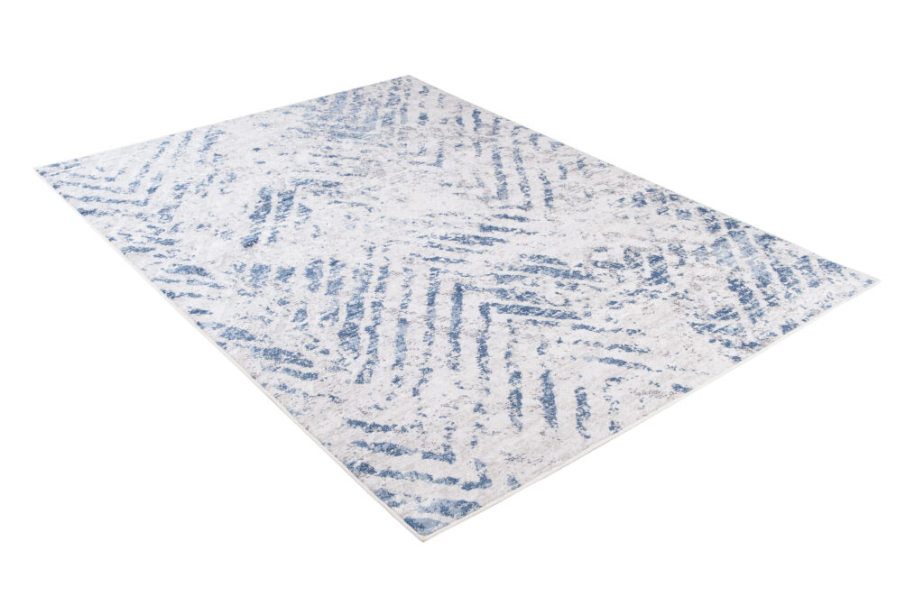Teppich Sky Blau Creme Modern Zickzack