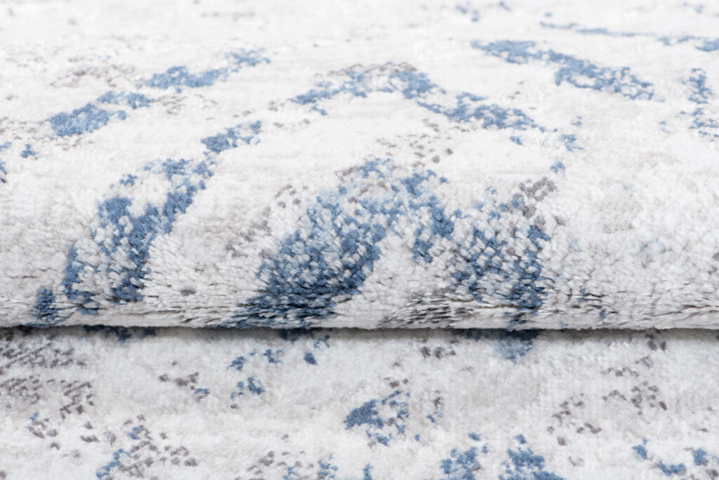 Teppich Sky Blau Creme Modern Zickzack