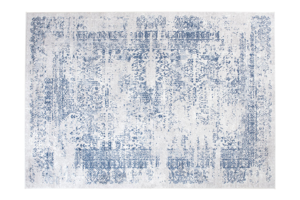 Teppich Sky Blau Creme Verwischungen Vintage
