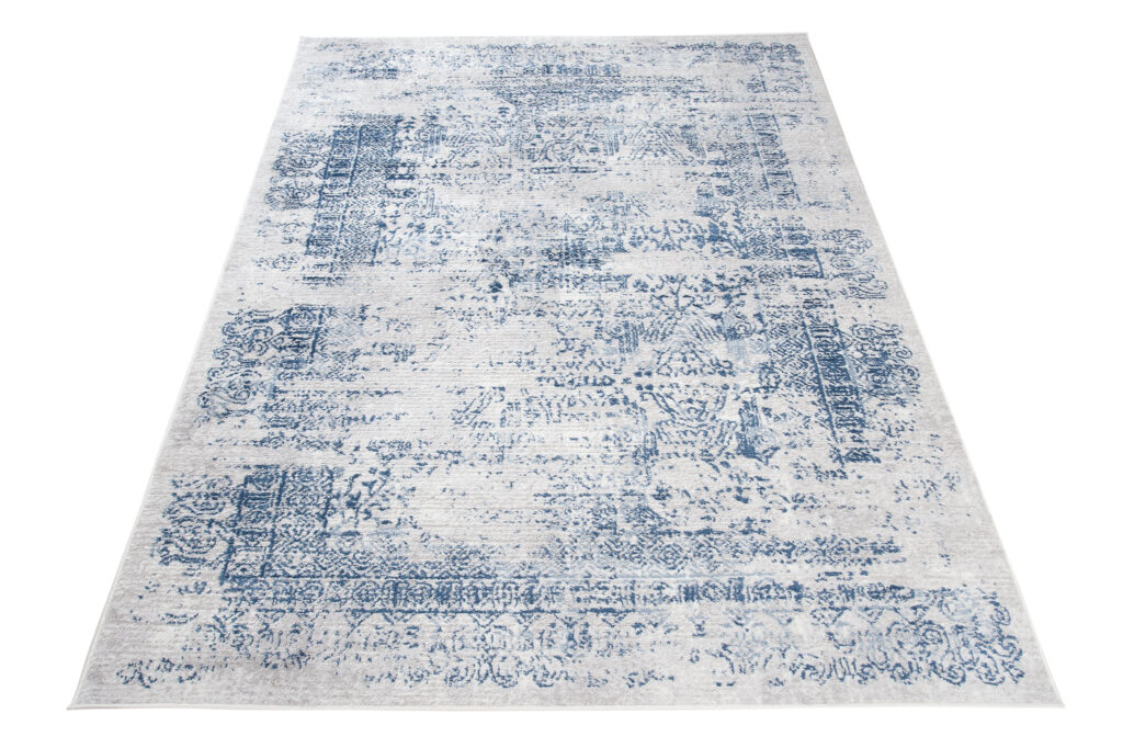Teppich Sky Blau Creme Verwischungen Vintage
