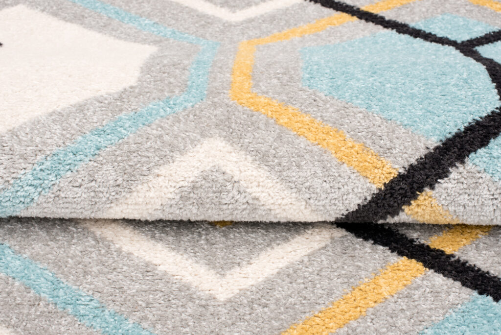 Teppich Lazur Grau Gelb Blau Geometrisch Hexagon
