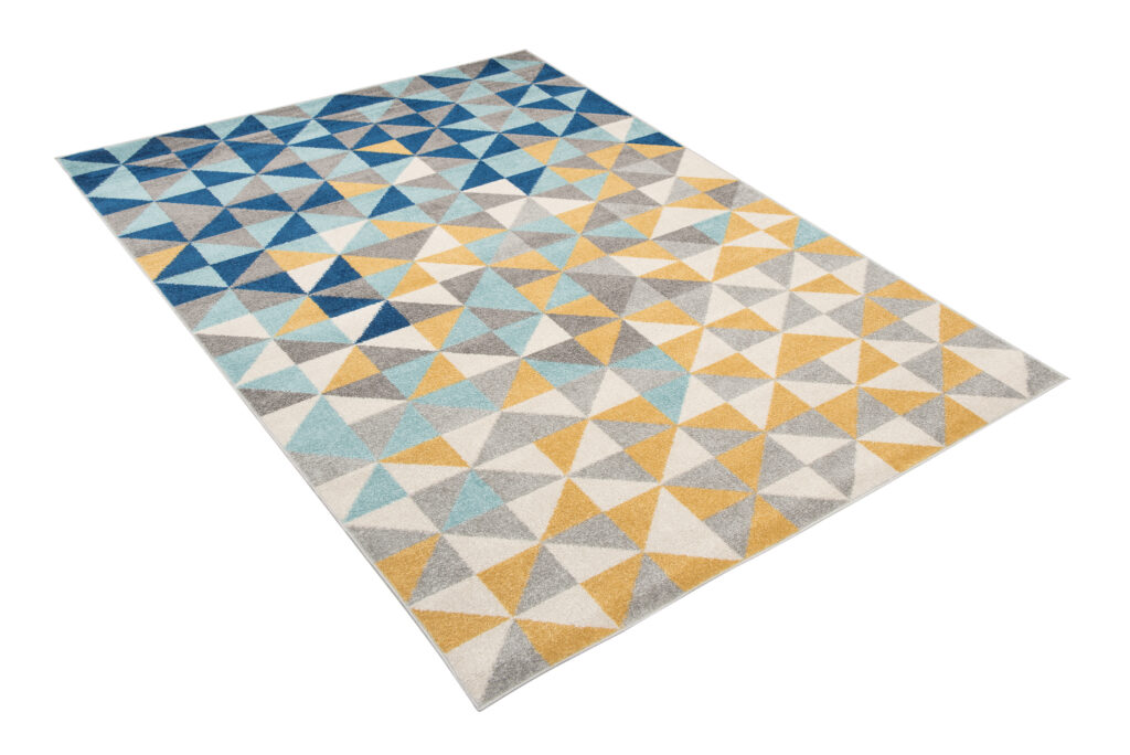 Teppich Lazur Grau Mehrfarbig Geometrisch Kleine Dreiecke