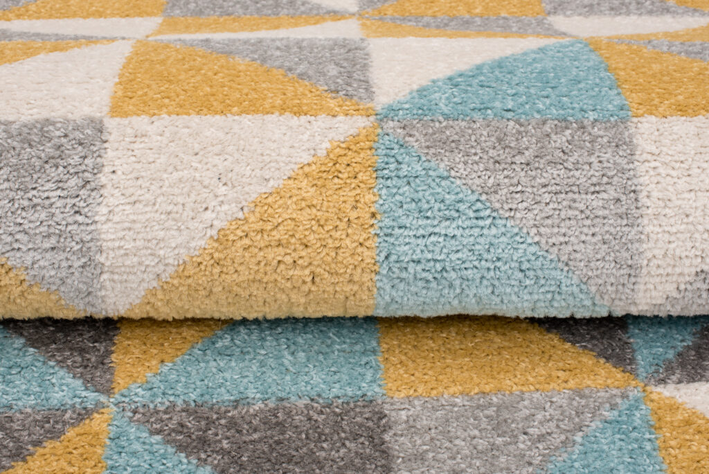 Teppich Lazur Grau Mehrfarbig Geometrisch Kleine Dreiecke
