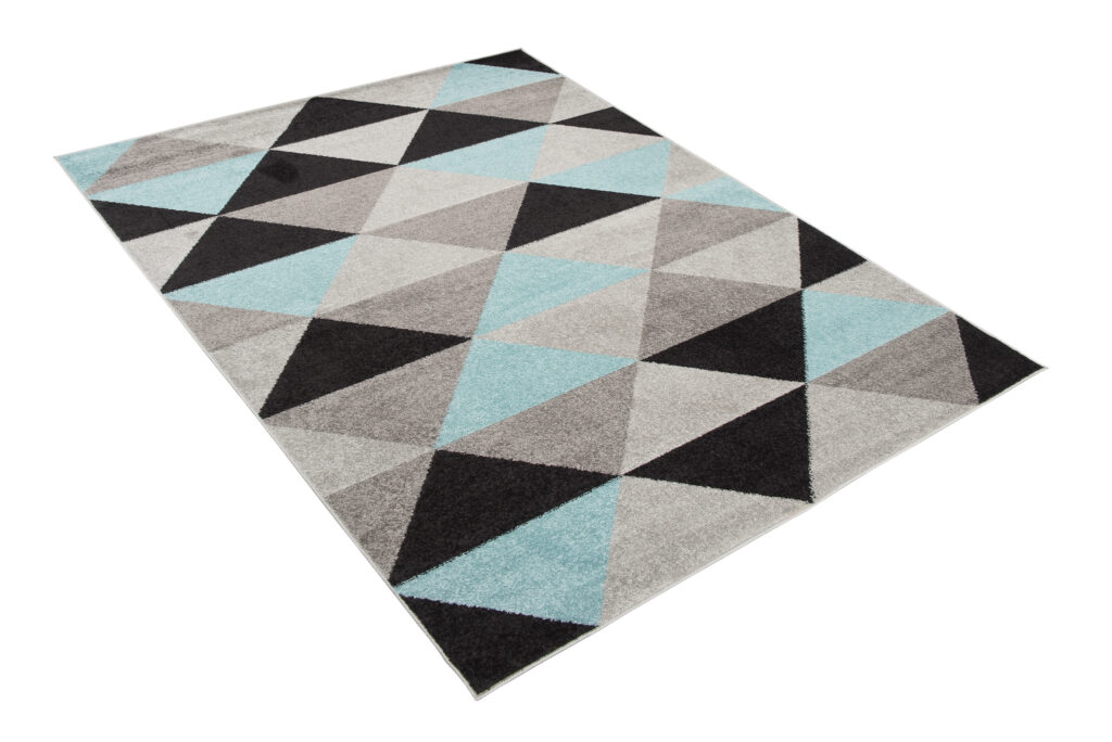 Teppich Lazur Grau Türkis Geometrisch Dreiecke