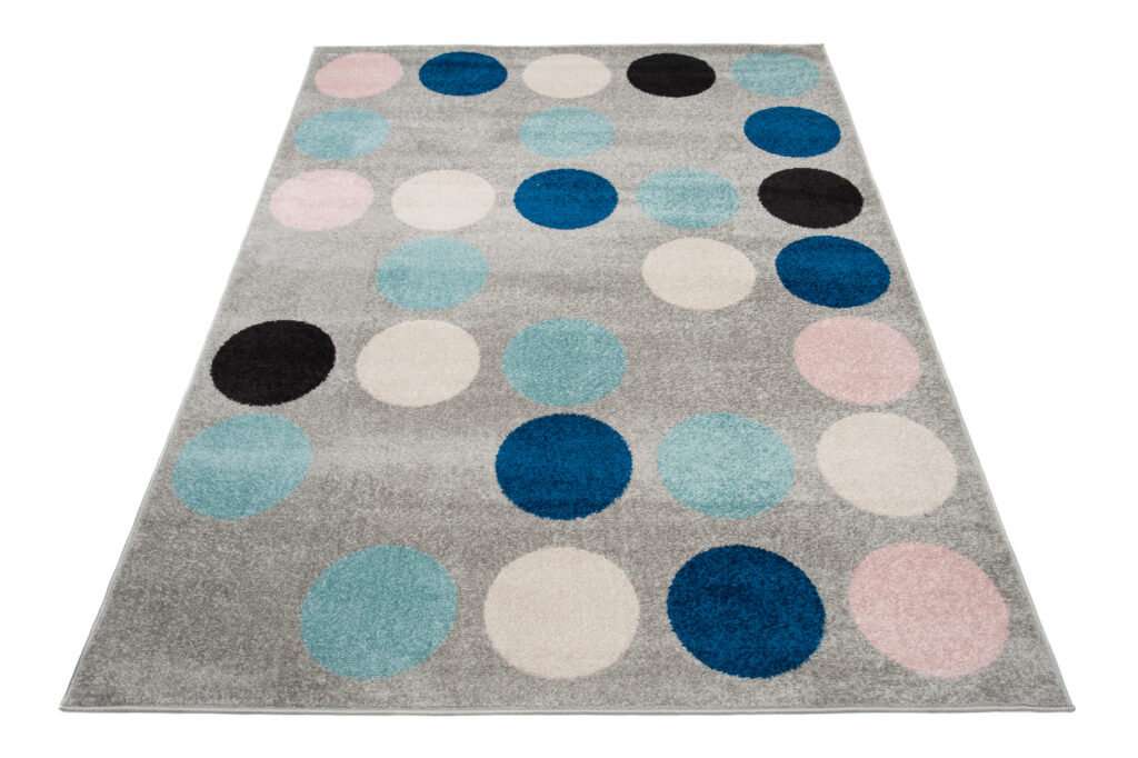 Teppich Lazur Grau Blau Geometrisch Kreise