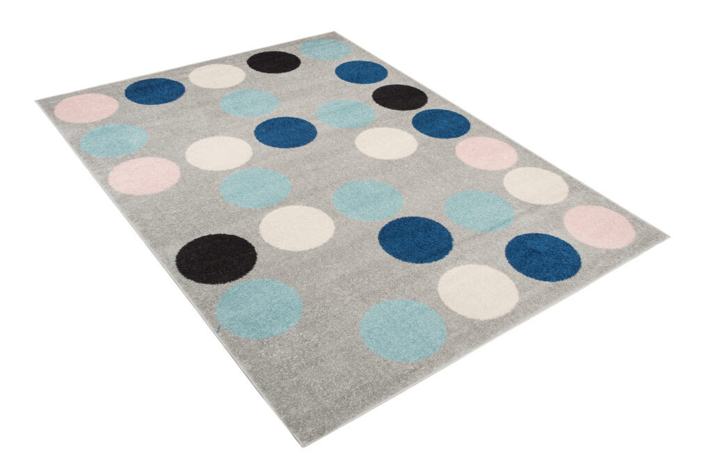 Teppich Lazur Grau Blau Geometrisch Kreise
