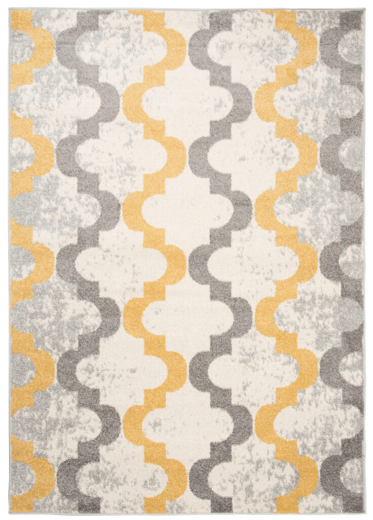 Teppich Lazur Grau Gelb Geometrisch Gitter