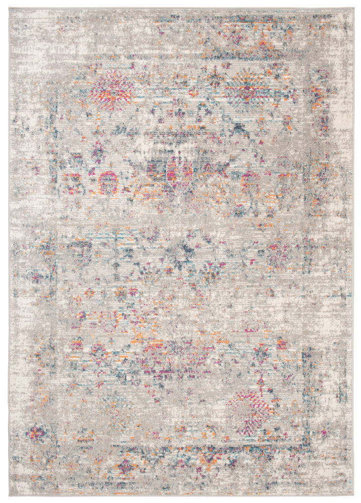 Teppich Lazur Grau Vintage Blumen Rahmen
