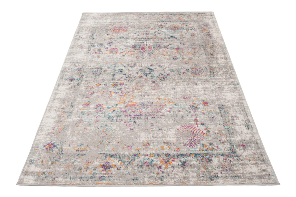 Teppich Lazur Grau Vintage Blumen Rahmen