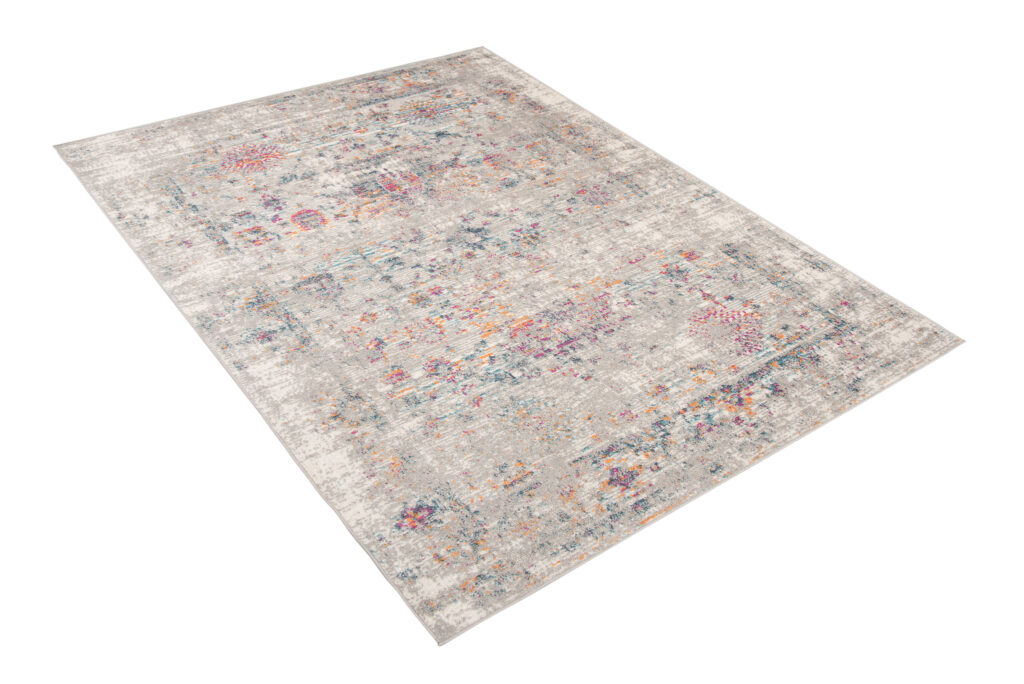 Teppich Lazur Grau Vintage Blumen Rahmen