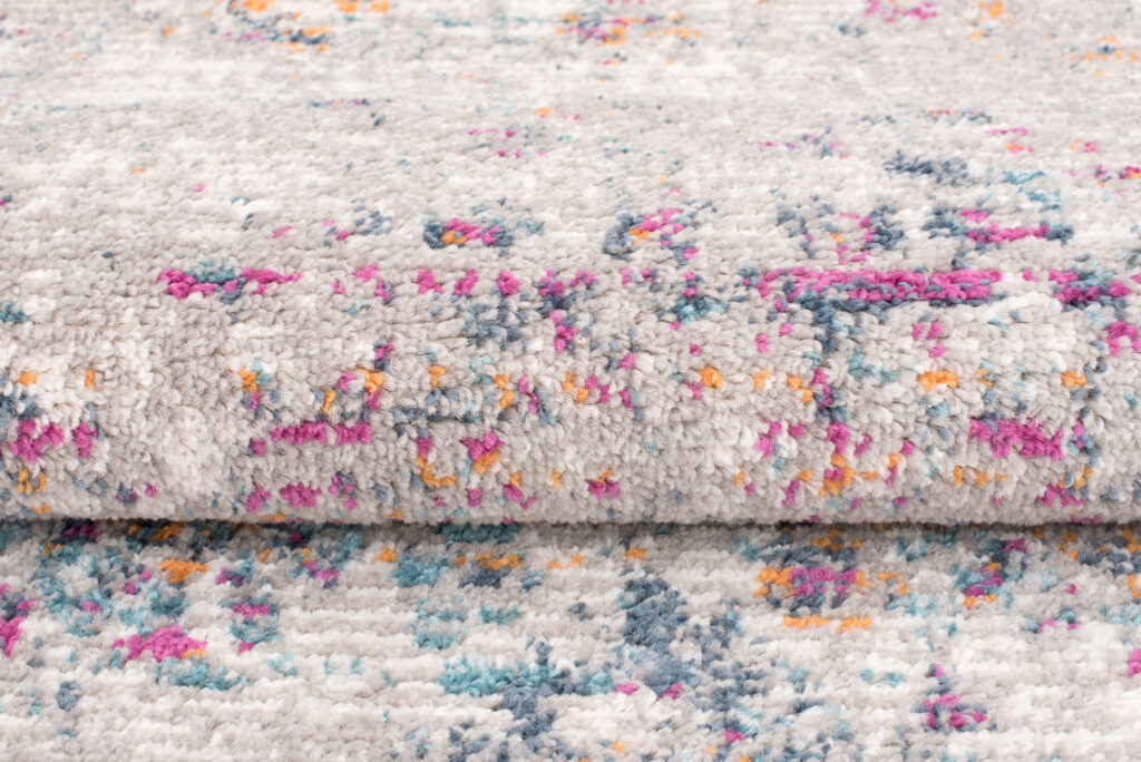 Teppich Lazur Grau Vintage Blumen Rahmen