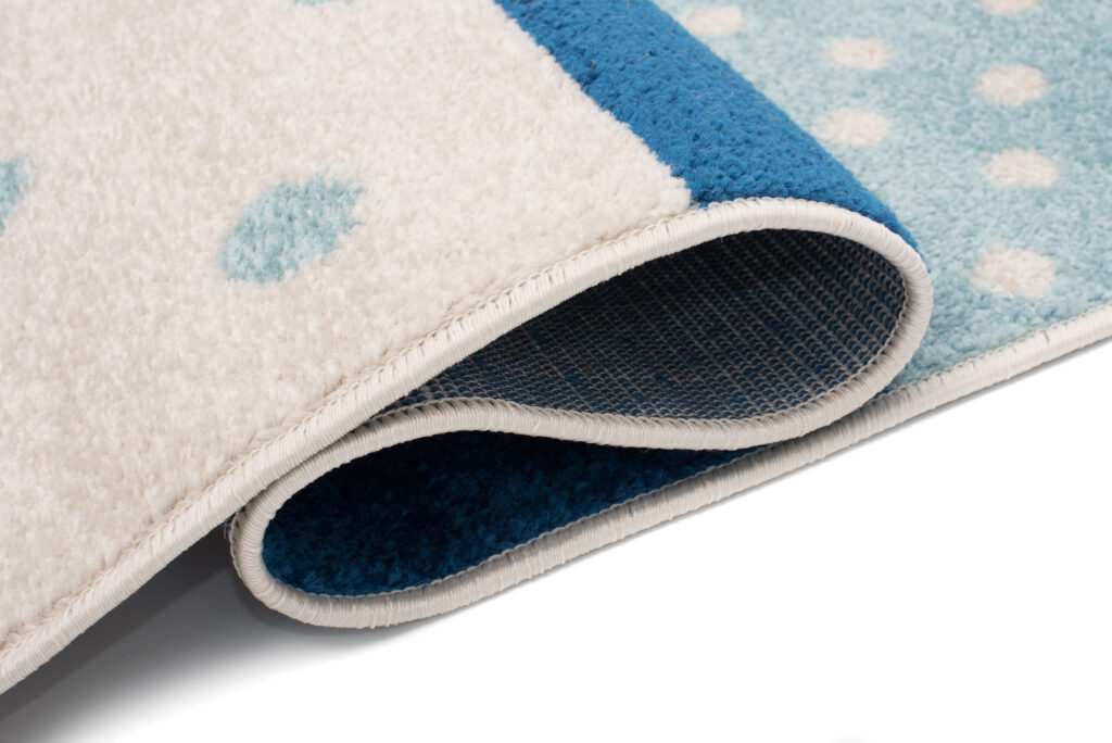 Teppich Lazur Grau Blau Vierecke Kinderzimmer