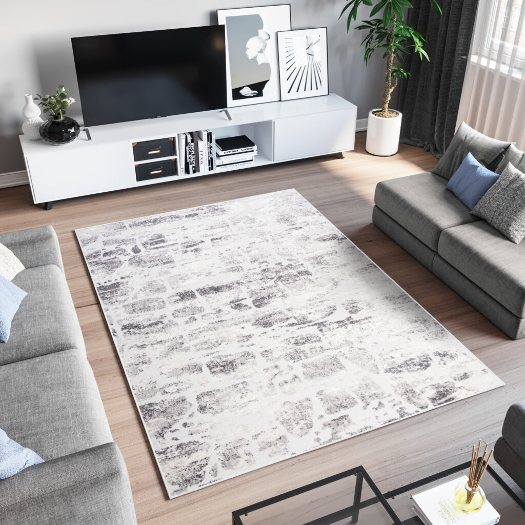 Teppich Sky Grau Beige Abstrakt Verwischungen
