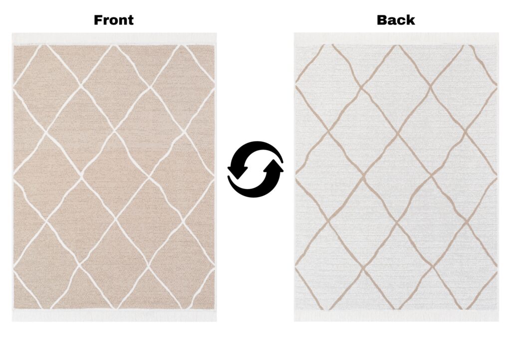 Teppich Azteca Baumwolle Beige Rauten mit Fransen