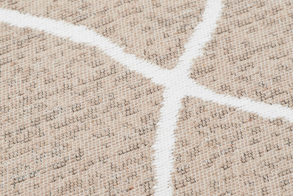 Teppich Azteca Baumwolle Beige Rauten mit Fransen