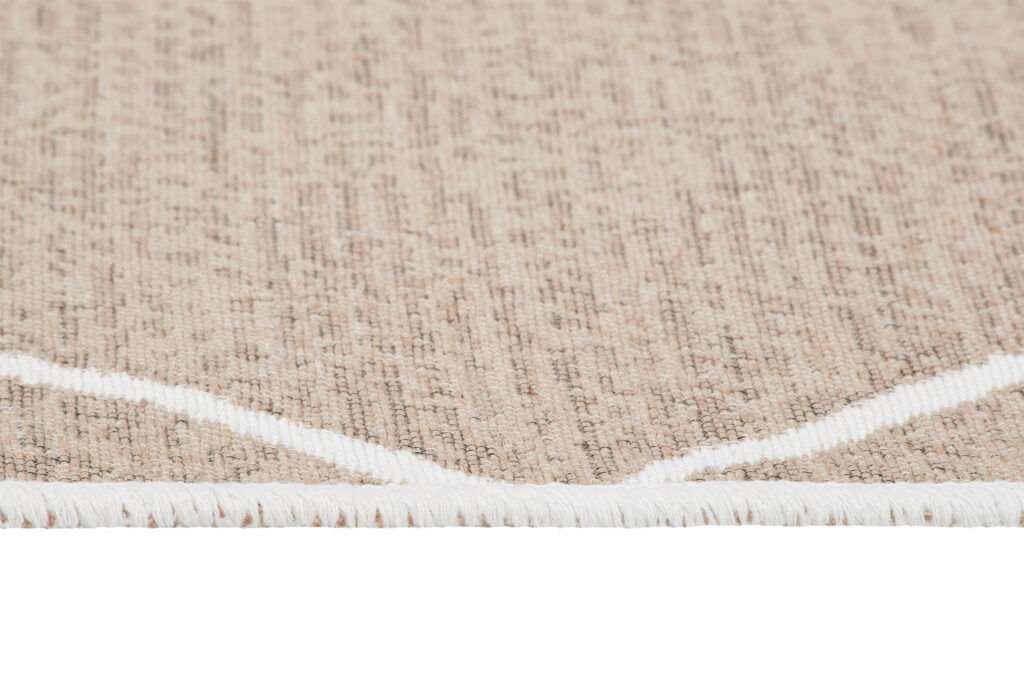 Teppich Azteca Baumwolle Beige Rauten mit Fransen