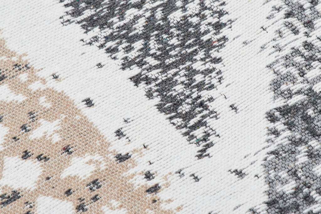 Teppich Azteca Baumwolle Grau Beige mit Fransen