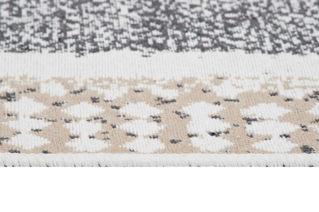 Teppich Azteca Baumwolle Grau Beige mit Fransen