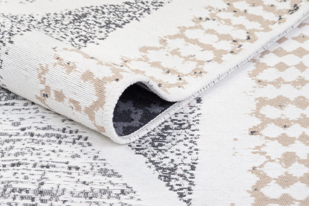Teppich Azteca Baumwolle Grau Beige mit Fransen