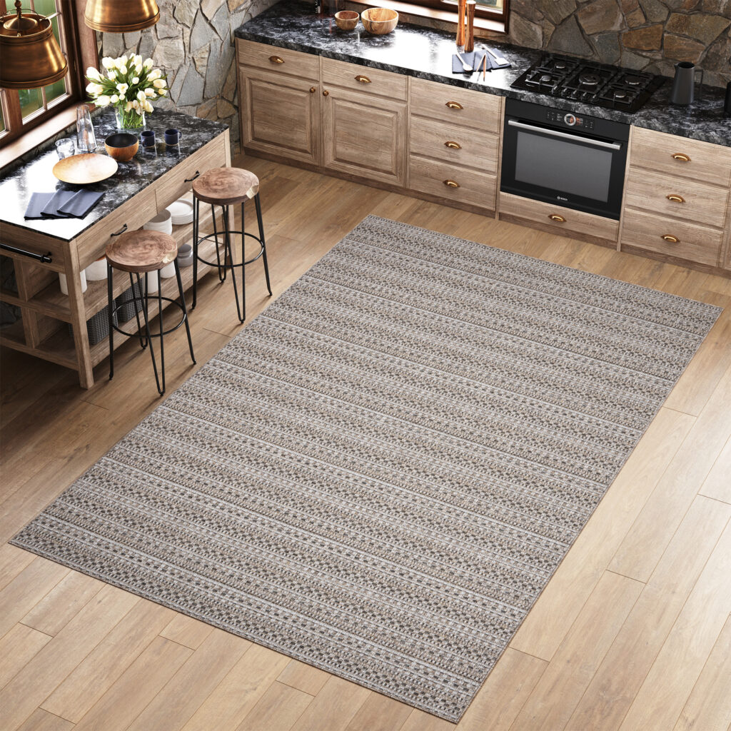 Teppich Melissa Braun Schmale Streifen Indoor Outdoor