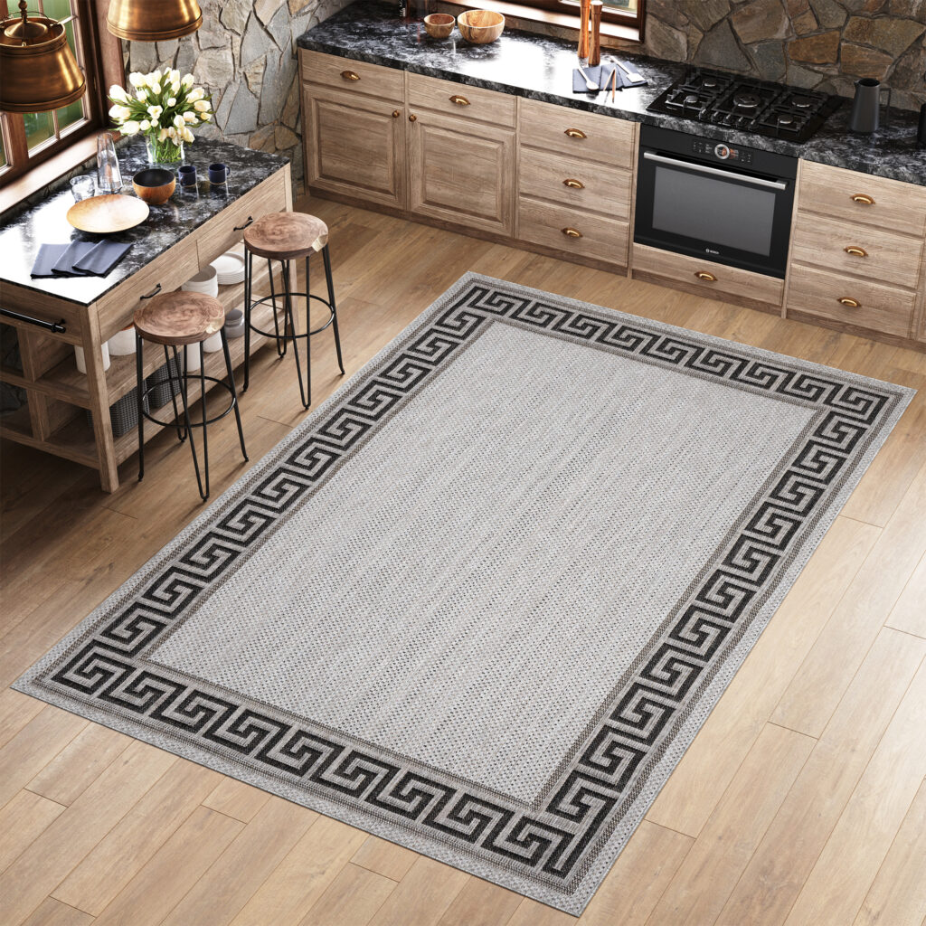 Teppich Melissa Grau Schwarz Zig Zag Indoor Outdoor