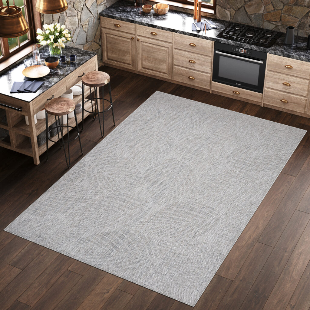 Teppich Melissa Grau Melange Blätter Indoor Outdoor