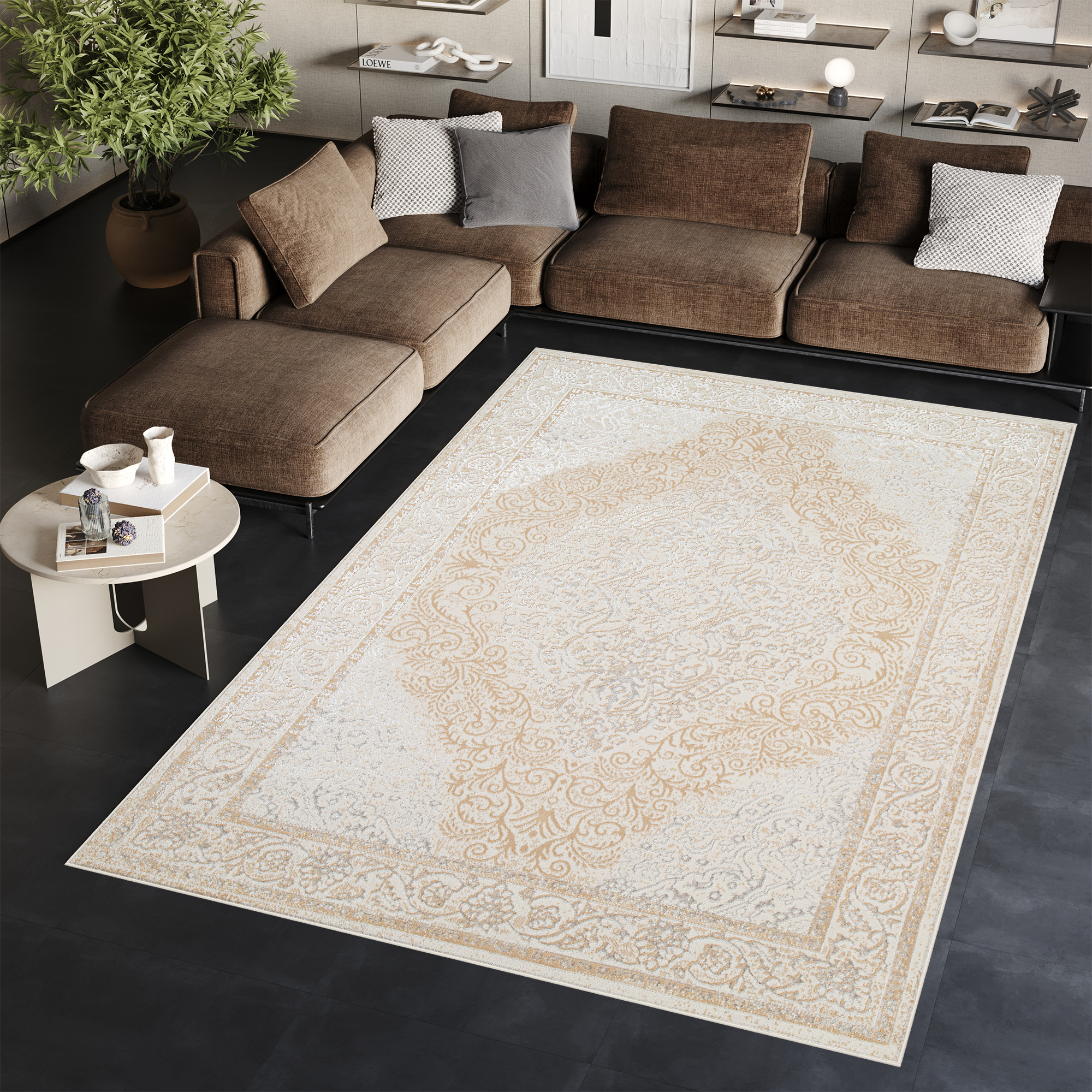 Teppich Ares Creme Vintage Medallion