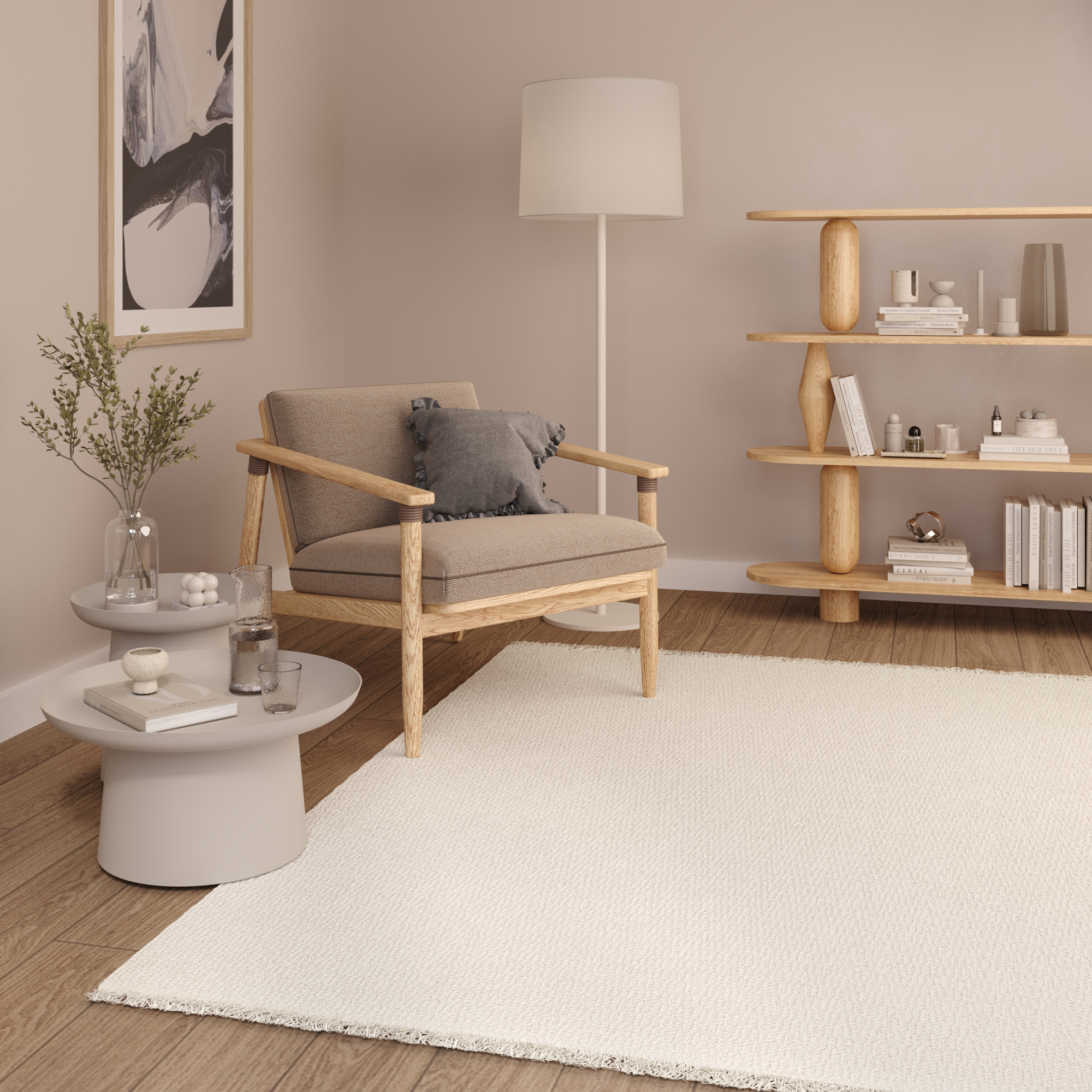 Teppich Agra Creme Modern mit Fransen