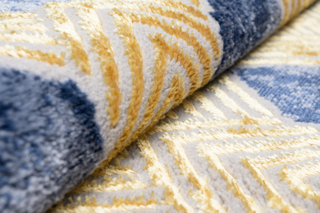 Teppich Shine Dunkelblau Gold Geometrischer Effekt 3D