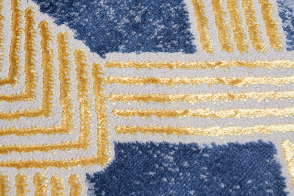 Teppich Shine Dunkelblau Gold Geometrischer Effekt 3D